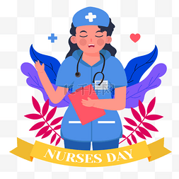 卡通医院人物图片_国际护士节蓝色护士服卡通人物