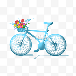 花卉水彩蓝色自行车
