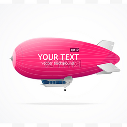 粉色飞船图片_粉色飞船气球和文本。矢量