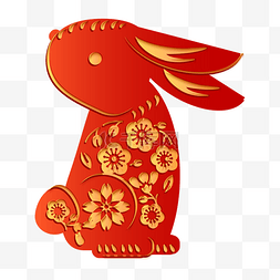 红金兔子图片_中秋中秋节喜庆立体剪纸兔子装饰