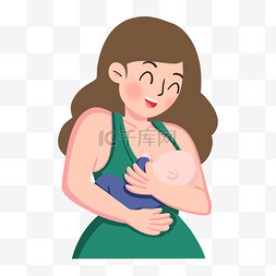 周图片_母亲养育母乳喂养婴儿概念插画