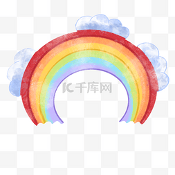 三棱镜彩虹图片_三朵云与水彩晕染渐变彩虹