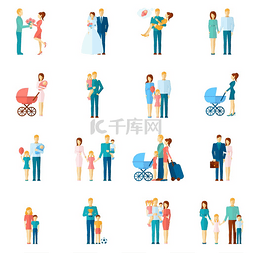 手绘结婚的人图片_家庭的图标集