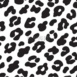 黑白动物图案设计图片_豹纹黑白无缝图案矢量插图背景豹
