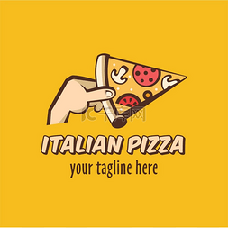 意大利披萨卡通风格的矢量标志一