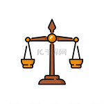 律师和立法律师办公室的公证、司法和法律服务图标，矢量符号。