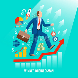 金融业务图片_成功的商人象征性平面海报。