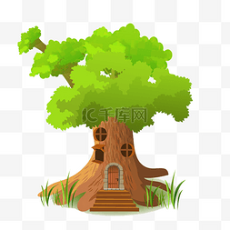 童话森林卡通图片_童话木屋树屋小屋