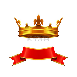 功能区和皇冠图标设置特写由金色