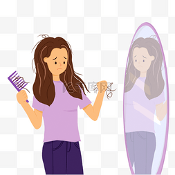 紫色的女性人物脱发插画