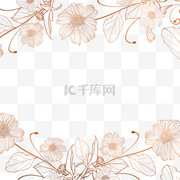 花卉线图片_几何线稿线条花卉边框