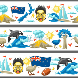 新西兰无缝图案大洋洲的传统符号