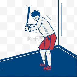 运动员棒球涂鸦卡通画