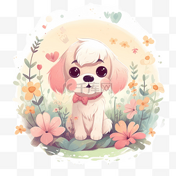 色彩花卉图片_柔和色彩卡通动物狗