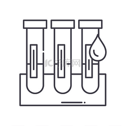 血液检测图标、线性隔离图解、细