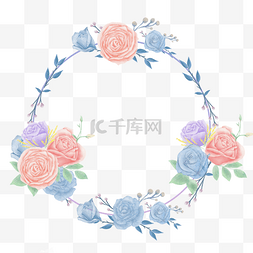 婚礼框架水彩花卉花朵金框植物