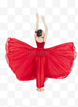 红裙裙摆美女舞者