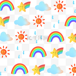 卡通雨滴水彩可爱彩虹