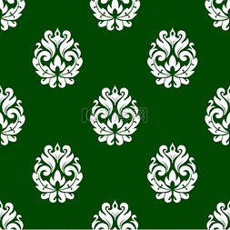 绿色蔓藤图片_绿色花卉锦缎风格无缝图案与方形