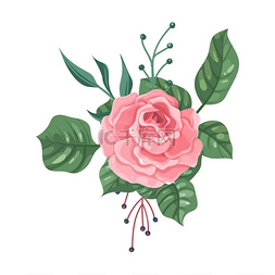 可爱的花朵图片_花卡通花园粉红色的玫瑰绿色的叶
