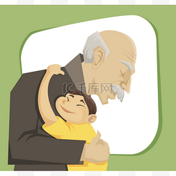 父亲和孩子手绘图片_祖父和孙子