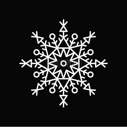 黑色背景圆形图片_雪花白色冰晶，具有传统形状，由
