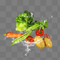 新鲜蔬菜胡萝卜图片_动感水溅果蔬创意合成