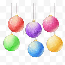 水彩彩色的圣诞装饰球