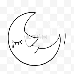 睡着的月亮创意黑白单色涂鸦