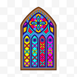 巴洛克式教堂图片_玻璃窗抽象哥特式彩色图形