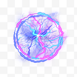 紫色科技特效图片_发光蓝色的球体闪电力量