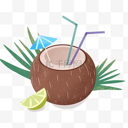 可爱夏季饮品椰子汁