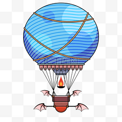 机械风格图图片_热气球蒸汽朋克卡通蓝色