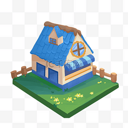 草坪蓝色图片_蓝色房子房屋