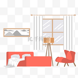 家具矢量图形图片_卧室商务扁平风格插画