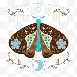 波西米亚风格神秘抽象蝴蝶