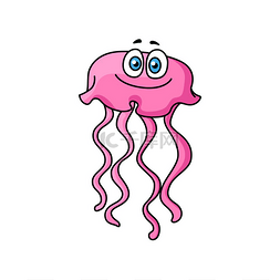 粉红色水母孤立的海洋动物。