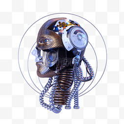 立体金属科技图片_机器人头3d抽象金属质感