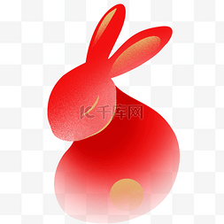 红金兔子图片_简约红金兔年兔子