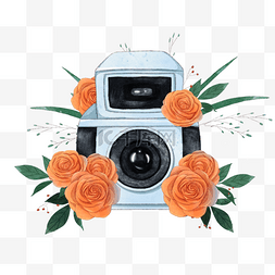 橙色水彩花卉图片_橙色水彩花卉相机