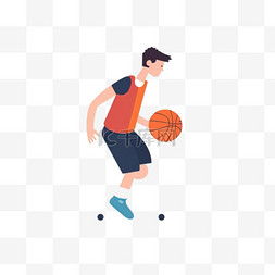 卡通手绘运动打篮球运动员