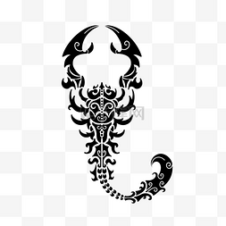 蝎子抽象黑白花纹图形