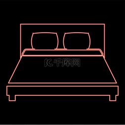 酒店床上图片_霓虹灯床红色矢量插图平面风格的