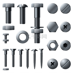 金属螺丝螺栓螺母铆钉头钢结构元