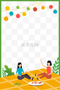 春季海报海报图片_春游野餐海报边框