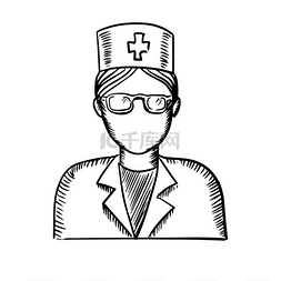 一位戴着眼镜和制服的女医生或护