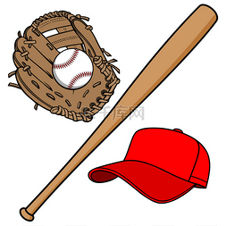棒球器材 - 棒球器材的卡通插图.