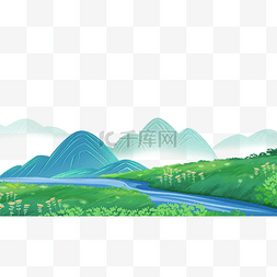 青山绿水园林图片_青山小河植物景色