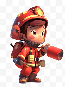 3D立体人物形象卡通消防员