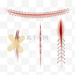 创口贴线稿图片_手术伤疤缝针胶布创可贴卡通医疗